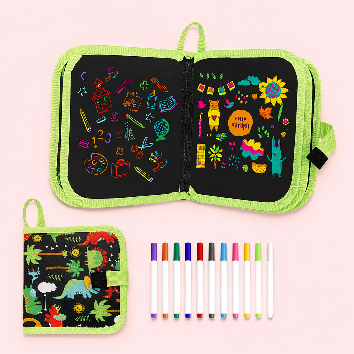 Erasable Doodle Book for Kids | Reusable Drawing Pad with Watercolour Pens