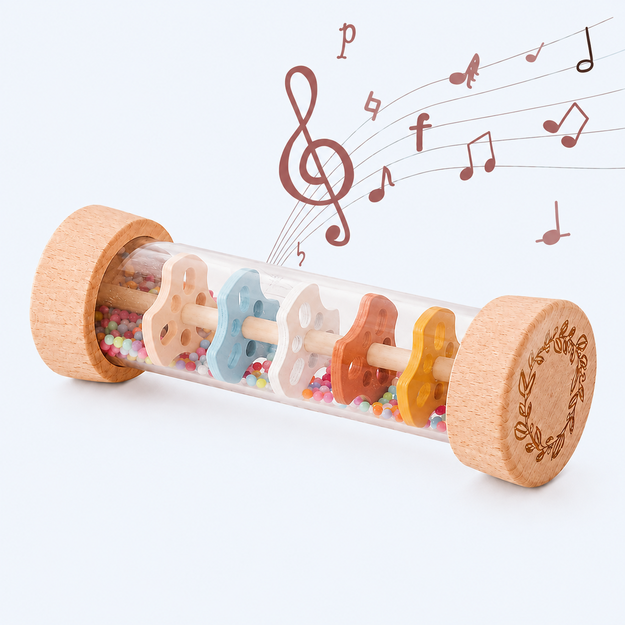 Montessori Baby Rain Stick Rattle | Wooden Sensory Toy for Babies & Toddlers