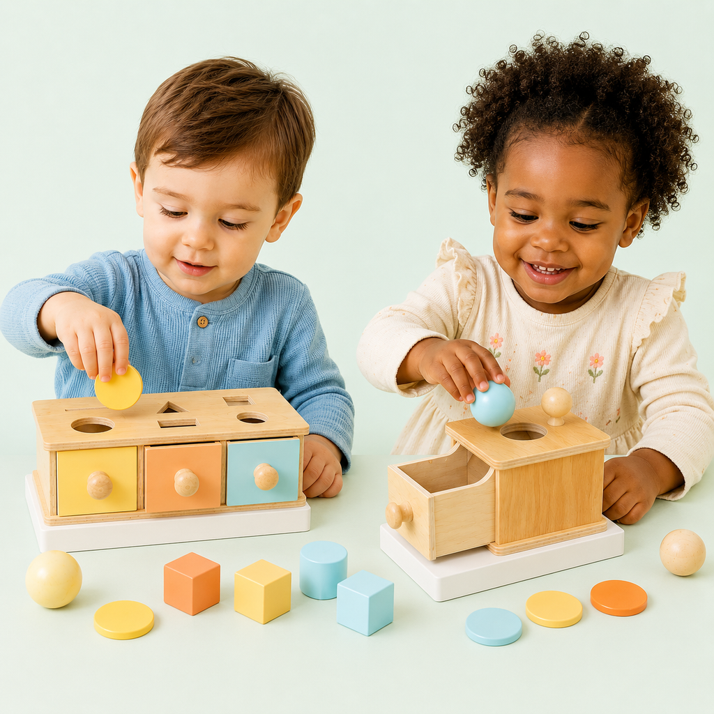 Montessori Object Permanence Box | Sensory Activity Toy for Babies and Toddlers