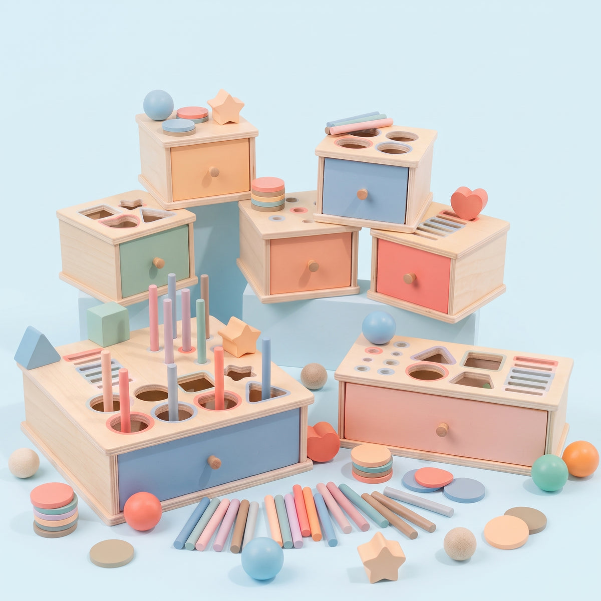 Wooden Montessori Object Permanence Box | Early Learning (12+ months)