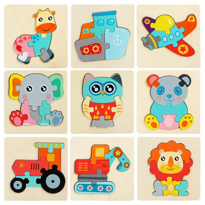 3D Wooden Cartoon Puzzle for Kids | Early Learning Jigsaw Toy