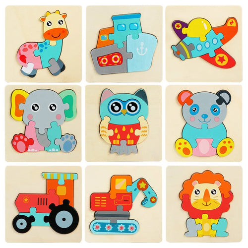 3D Wooden Cartoon Puzzle for Kids | Early Learning Jigsaw Toy