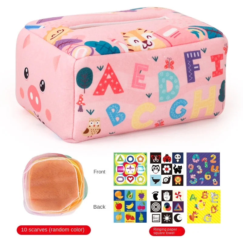 Montessori Sensory Tissue Box | Soft Pull & Explore Toy for Babies