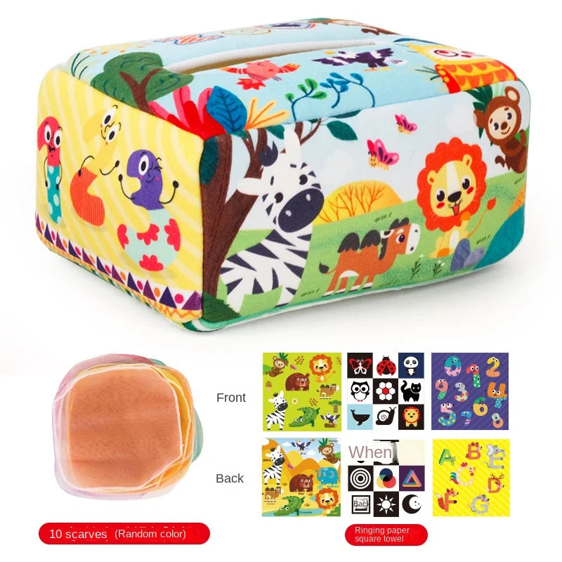Montessori Sensory Tissue Box | Soft Pull & Explore Toy for Babies