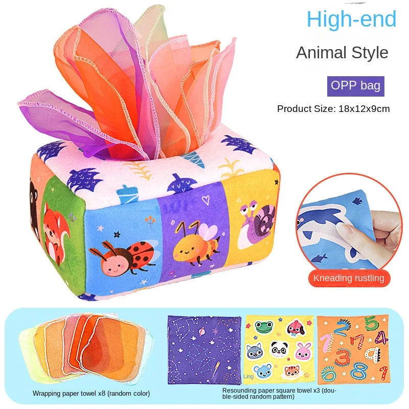 Montessori Sensory Tissue Box | Soft Pull & Explore Toy for Babies