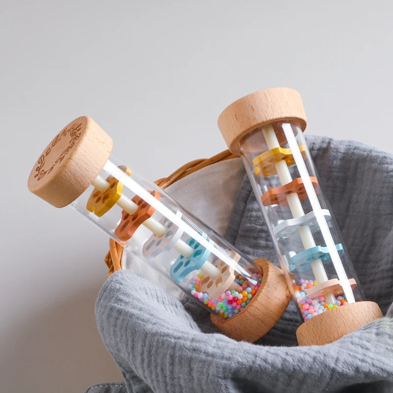 Montessori Baby Rain Stick Rattle | Wooden Sensory Toy for Babies & Toddlers