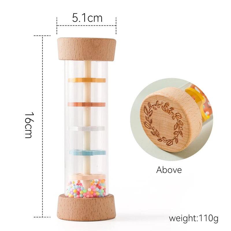 Montessori Baby Rain Stick Rattle | Wooden Sensory Toy for Babies & Toddlers