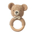 Crochet Bear Wooden Teething Rattle | Natural Baby Teether Toy