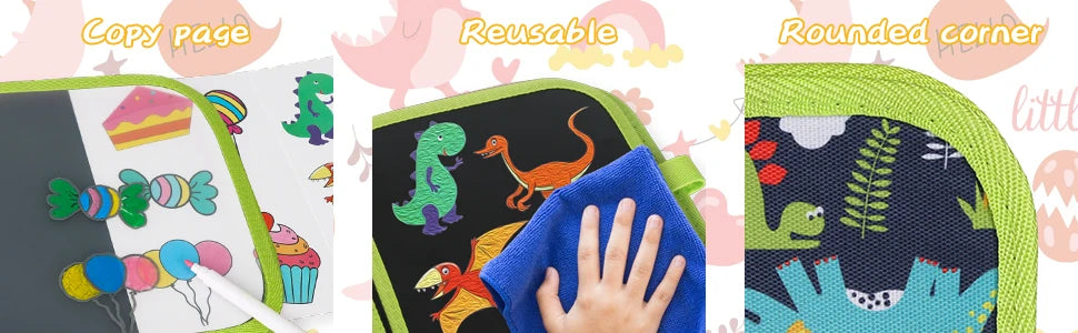 Erasable Doodle Book for Kids | Reusable Drawing Pad with Watercolour Pens