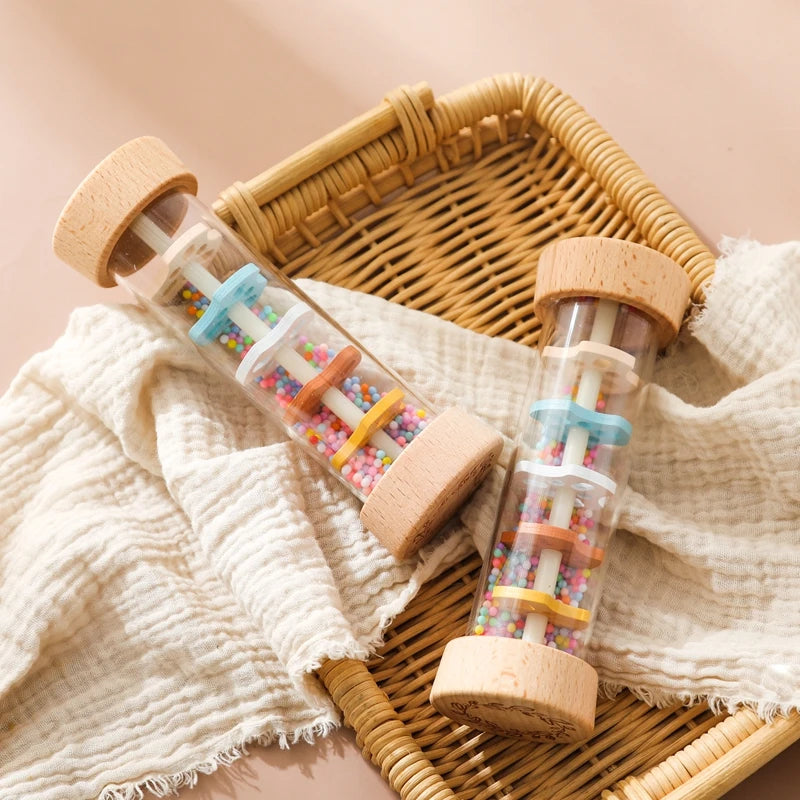 Montessori Baby Rain Stick Rattle | Wooden Sensory Toy for Babies & Toddlers